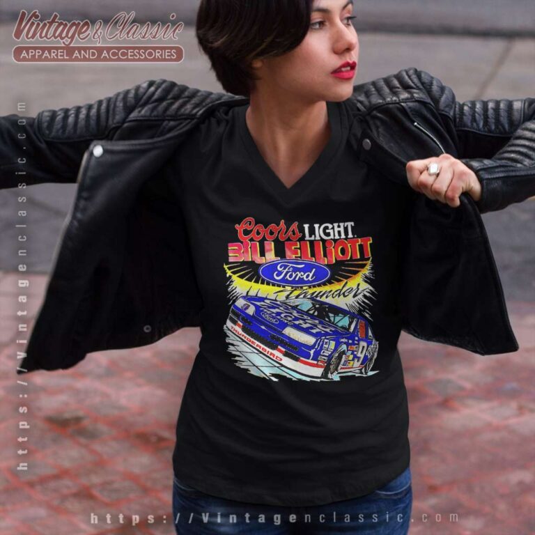 Bill Elliott Coors Light Ford Vintage Nascar V Neck TShirt Bill Elliott Coors Light Ford Vintage Nascar V Neck TShirt