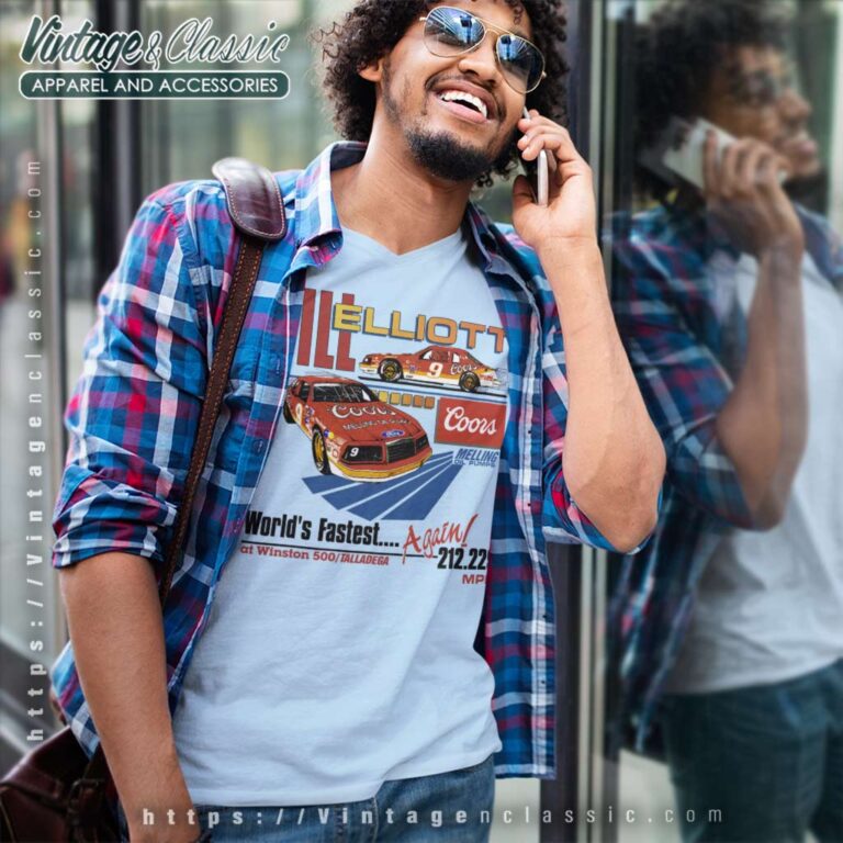 Bill Elliott Worlds Fastest Again V Neck TShirt Bill Elliott Worlds Fastest Again V Neck TShirt