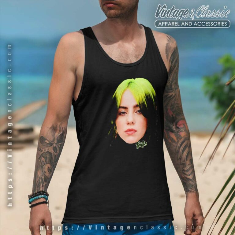 Billie Eilish Black Top Big Tshirt Face Geen Tank Top Racerback Billie Eilish Black Top Big Tshirt Face Geen Tank Top Racerback