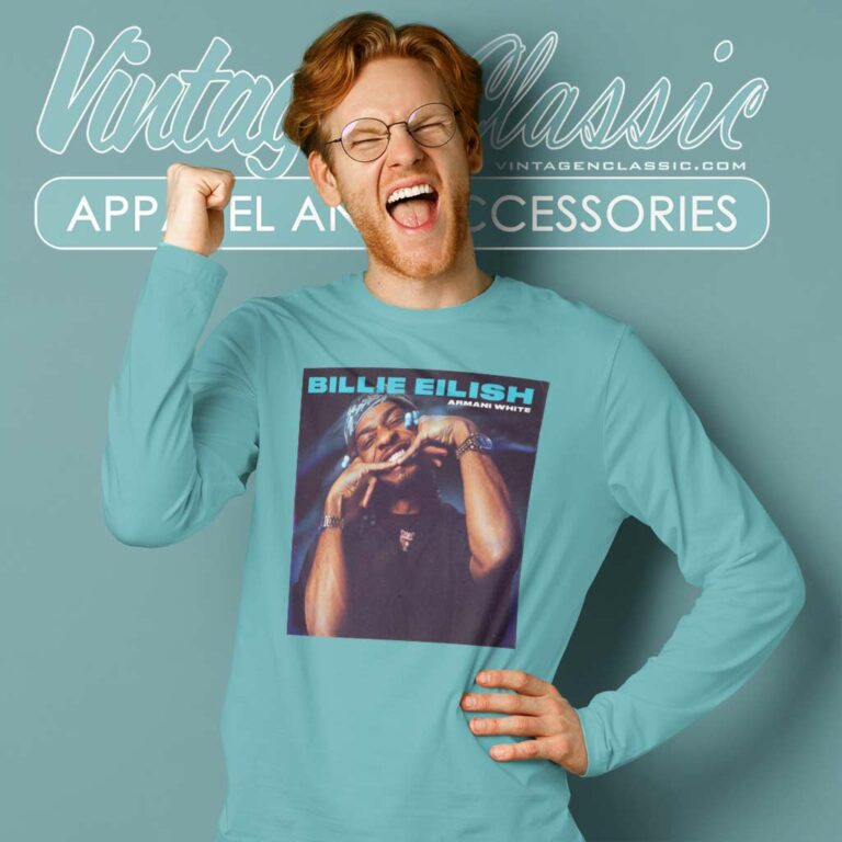 Billie Eilish X Armani White Long Sleeve Tee Billie Eilish X Armani White Long Sleeve Tee