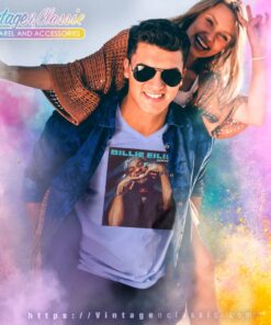 Billie Eilish X Armani White V Neck TShirt