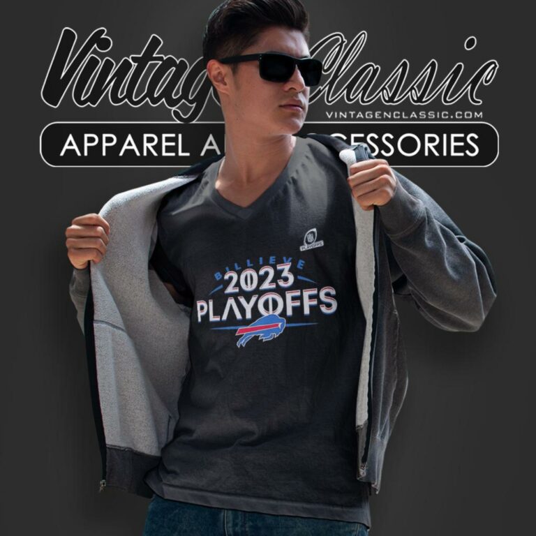 Billieve Buffalo Bills 2023 Nfl Playoffs V Neck TShirt Billieve Buffalo Bills 2023 Nfl Playoffs V Neck TShirt