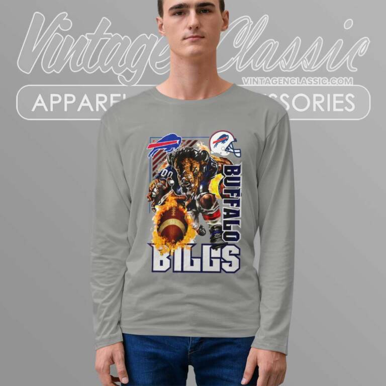 Bills Rush Flaming Football Long Sleeve Tee Bills Rush Flaming Football Long Sleeve Tee
