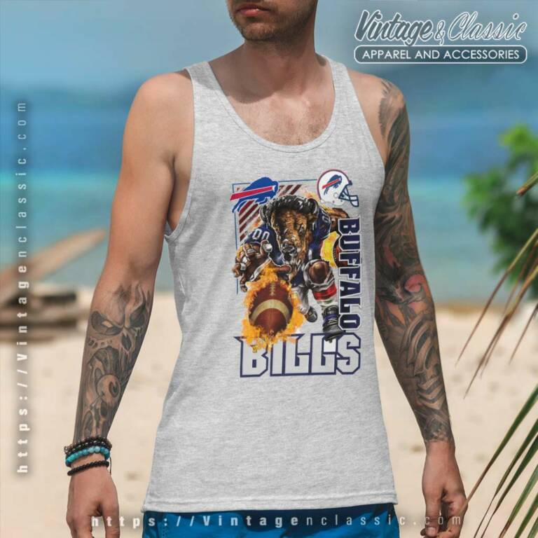 Bills Rush Flaming Football Tank Top Racerback Bills Rush Flaming Football Tank Top Racerback