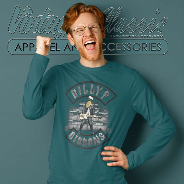 Billy Gibbons Of Zz Top Live Iv Rock Long Sleeve Tee Billy Gibbons Of Zz Top Live Iv Rock Long Sleeve Tee