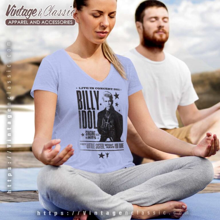 Billy Idol Live In Concert V Neck TShirt Billy Idol Live In Concert V Neck TShirt