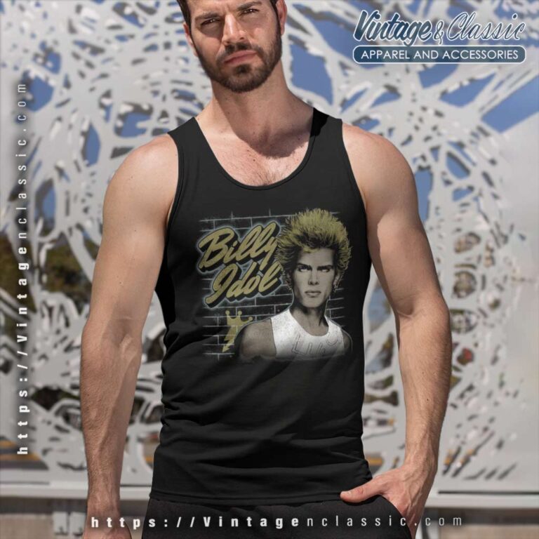 Billy Idol Spiked Hair Portrait Tank Top Racerback Billy Idol Spiked Hair Portrait Tank Top Racerback