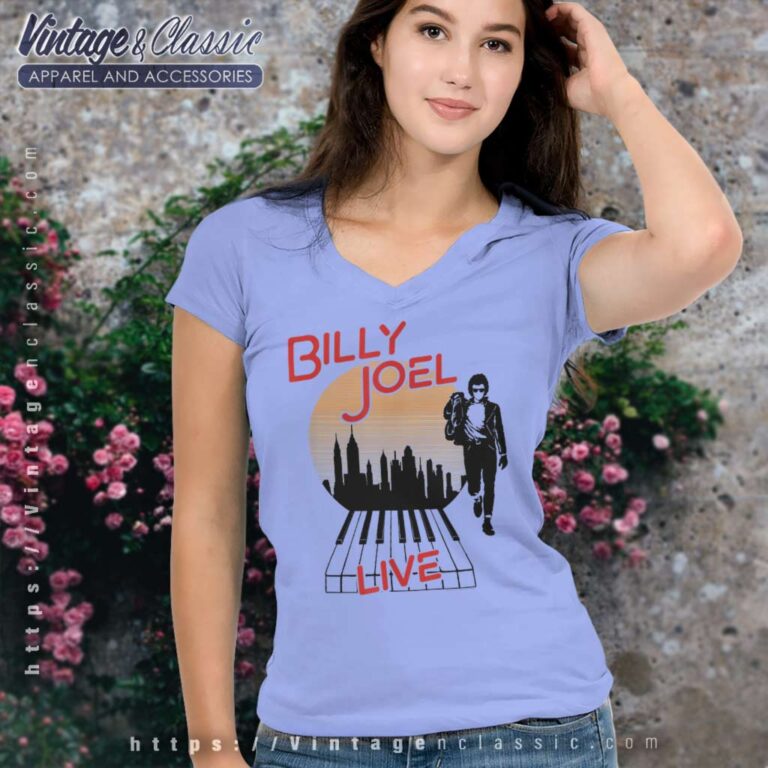 Billy Joel Live In The City V Neck TShirt Billy Joel Live In The City V Neck TShirt