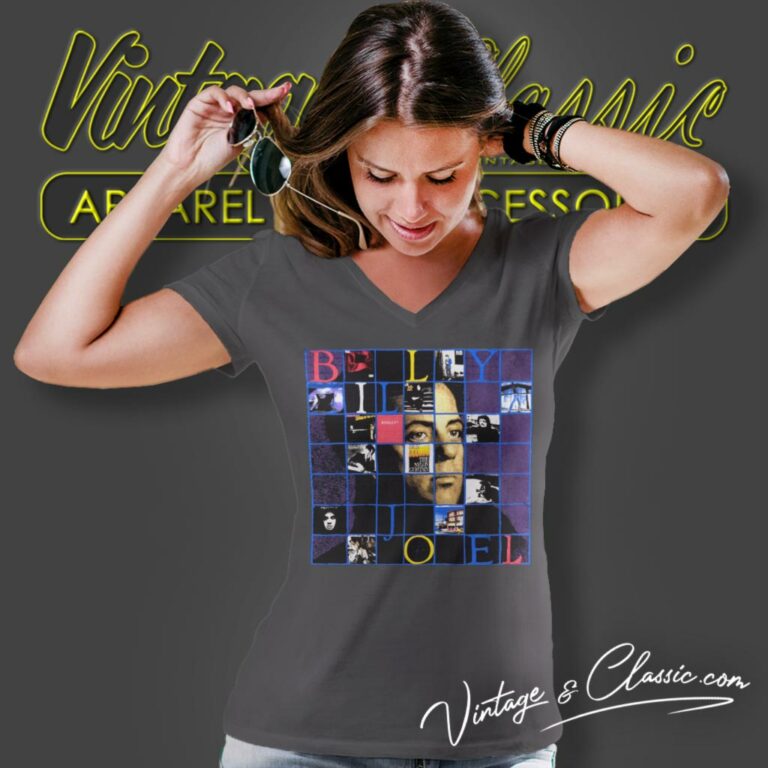 Billy Joel Storm Front Tour V Neck TShirt Billy Joel Storm Front Tour V Neck TShirt