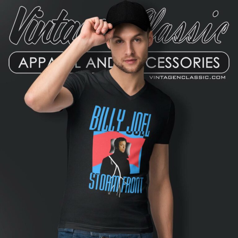 Billy Joel Storm Front V Neck TShirt Billy Joel Storm Front V Neck TShirt
