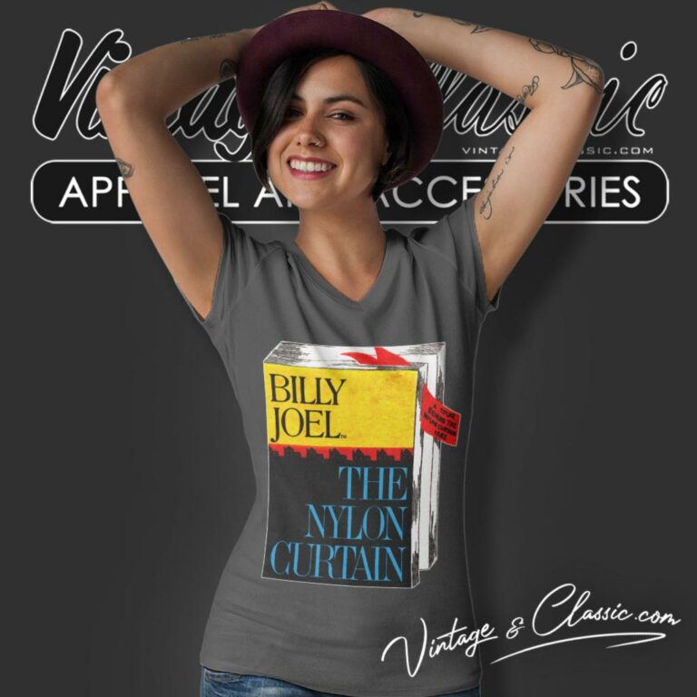 Billy Joel The Nylon Curtain V Neck TShirt Billy Joel The Nylon Curtain V Neck TShirt