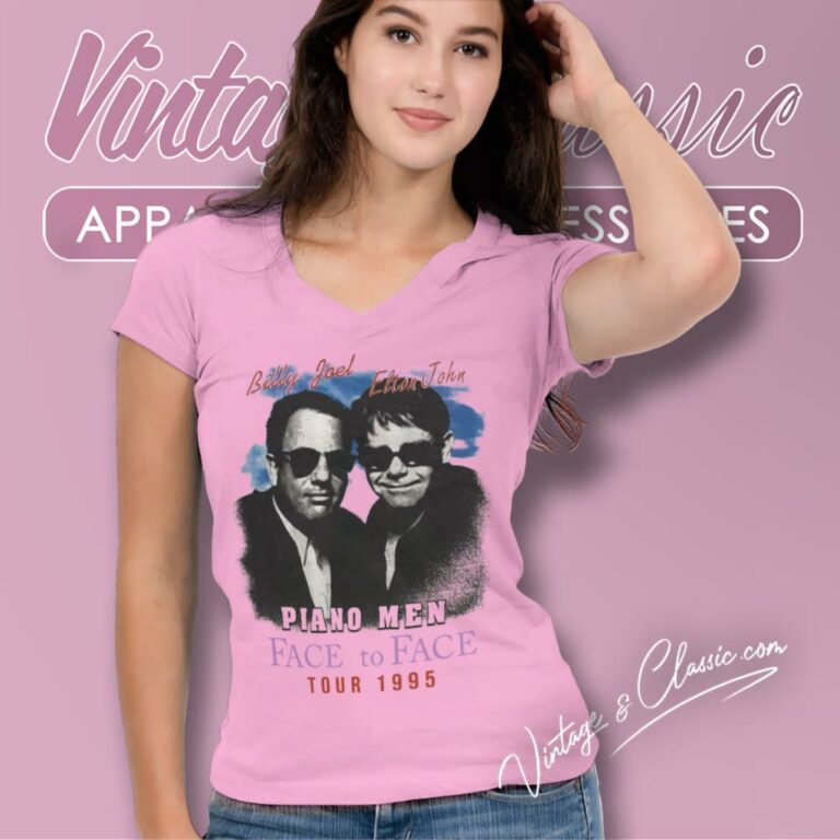 Billy Joel X Elton John Tour 1995 V Neck TShirt Billy Joel X Elton John Tour 1995 V Neck TShirt