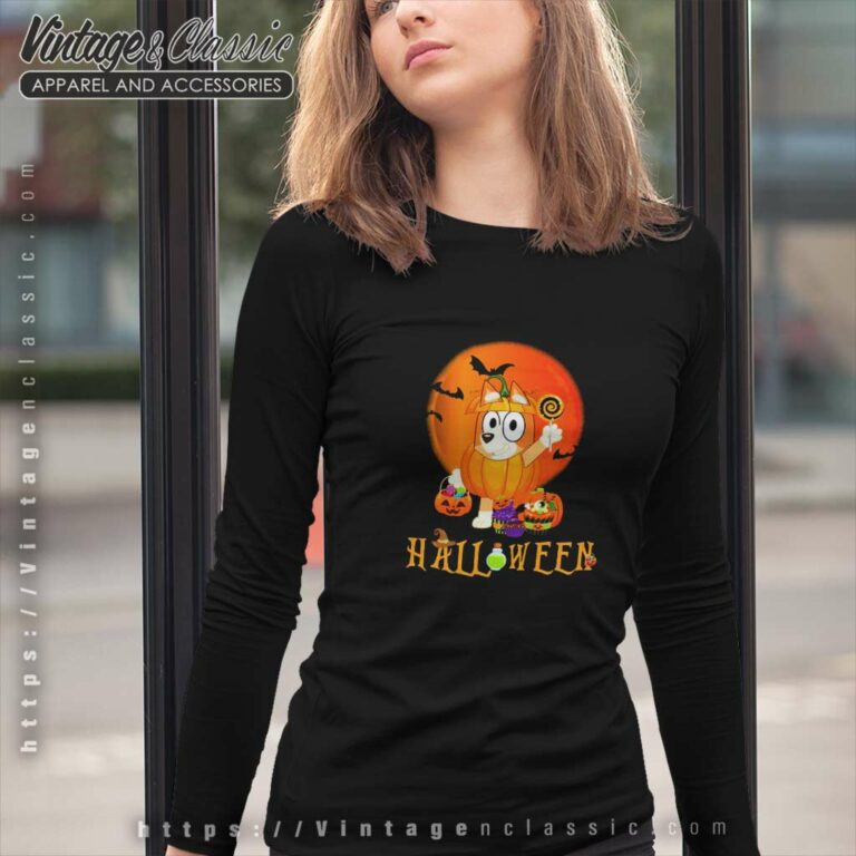 Bingo Halloween Pumpkin Shirt Bluey Halloween Long Sleeve Tee Bingo Halloween Pumpkin Shirt Bluey Halloween Long Sleeve Tee