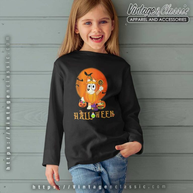 Bingo Halloween Pumpkin Shirt Bluey Halloween kids Longsleeves Bingo Halloween Pumpkin Shirt Bluey Halloween kids Longsleeves