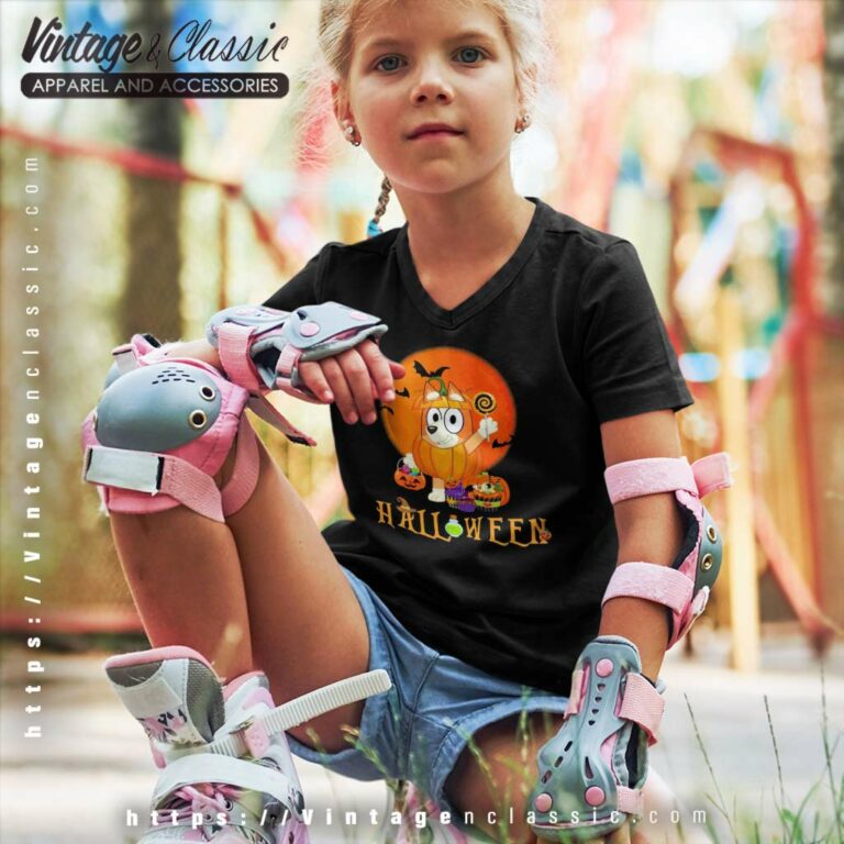 Bingo Halloween Pumpkin Shirt Bluey Halloween kids Vneck Bingo Halloween Pumpkin Shirt Bluey Halloween kids Vneck