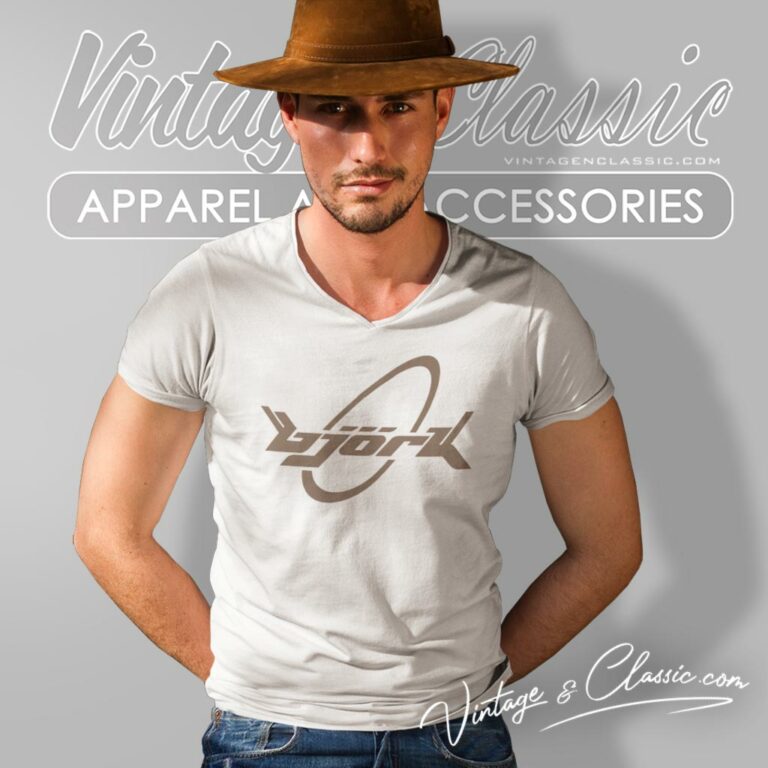 Bjork Debut Circle Logo V Neck TShirt Bjork Debut Circle Logo V Neck TShirt