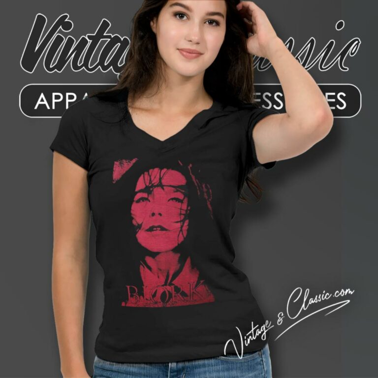 Bjork Vintage Look V Neck TShirt Bjork Vintage Look V Neck TShirt