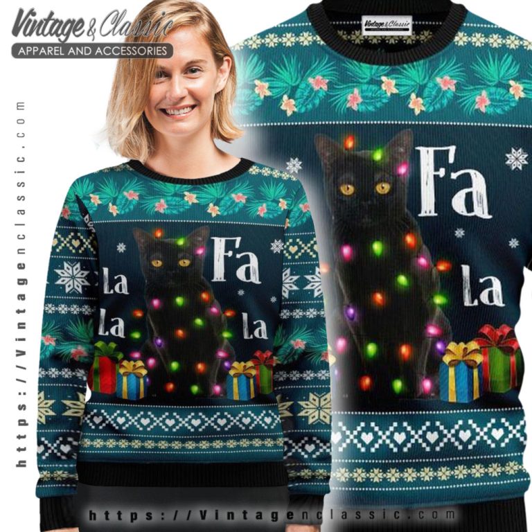 Black Cat Falalala Ugly Christmas Sweater Ugly Sweater shirt Black Cat Falalala Ugly Christmas Sweater Ugly Sweater shirt