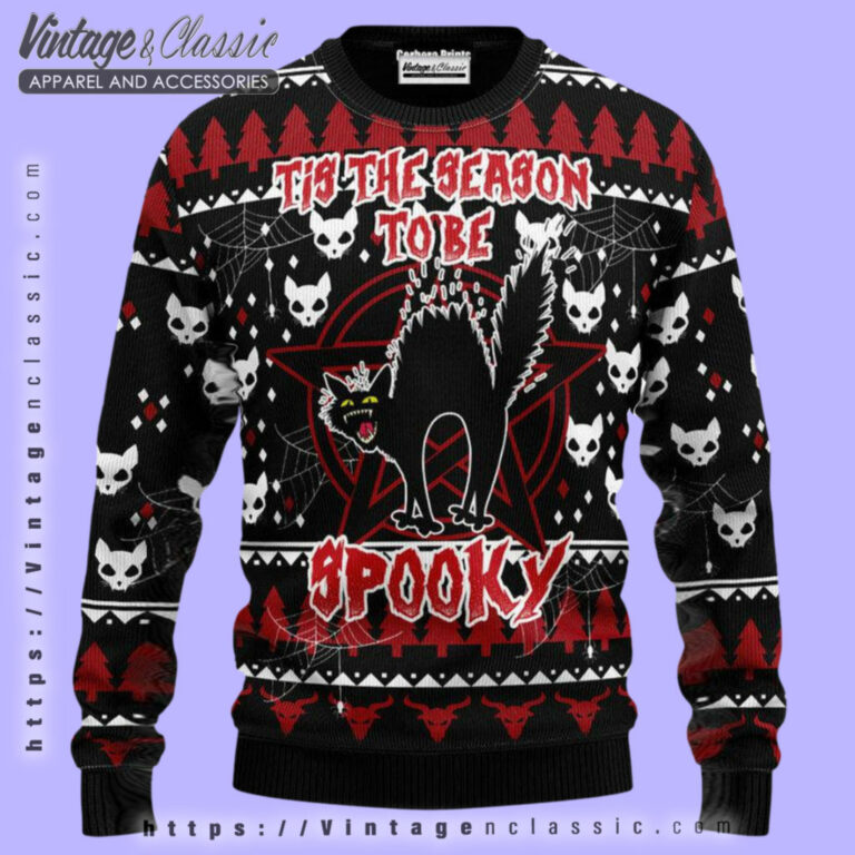 Black Cat Spooky Halloween Ugly Sweater Ugly Christmas Sweater Black Cat Spooky Halloween Ugly Sweater Ugly Christmas Sweater