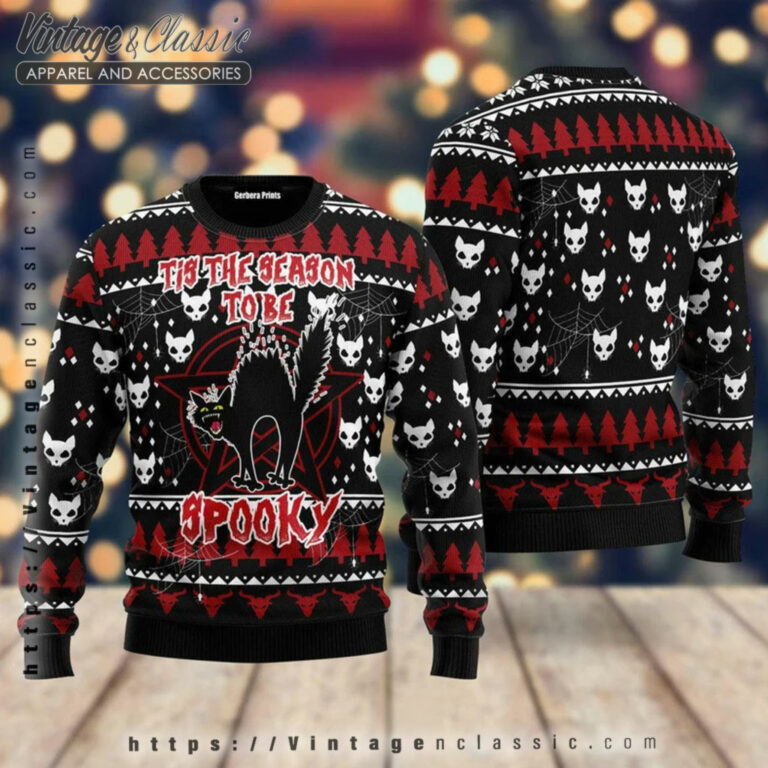 Black Cat Spooky Halloween Ugly Sweater back Ugly Sweater Black Cat Spooky Halloween Ugly Sweater back Ugly Sweater