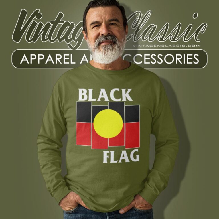 Black Flag Aboriginal Flag Long Sleeve Tee Black Flag Aboriginal Flag Long Sleeve Tee