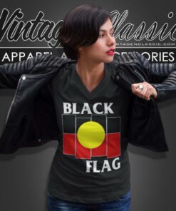 Black Flag Aboriginal Flag V Neck TShirt