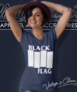 Black Flag Classic Logo V Neck TShirt