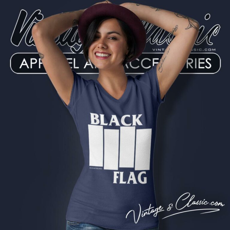 Black Flag Classic Logo V Neck TShirt Black Flag Classic Logo V Neck TShirt