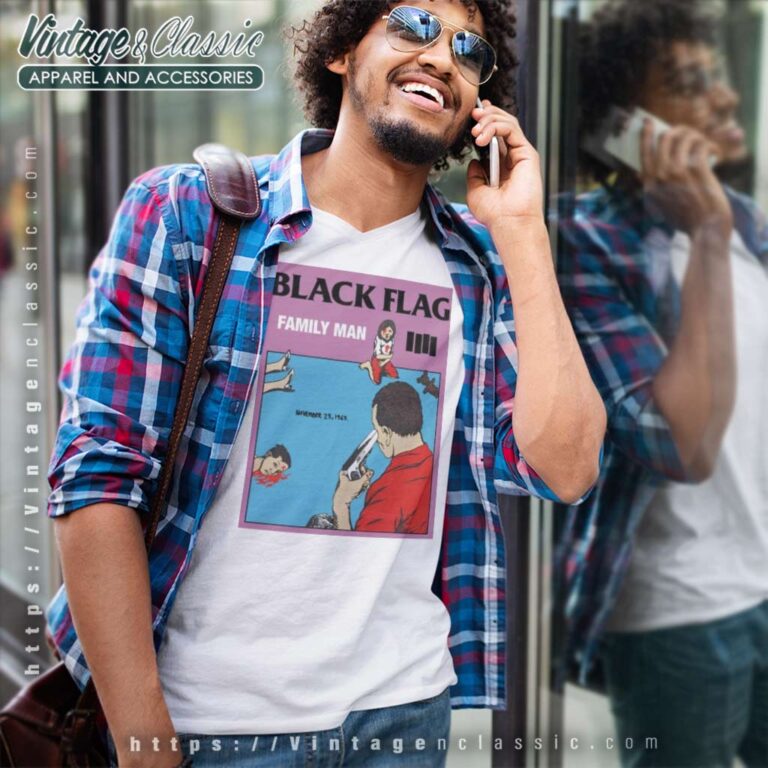 Black Flag Family Man Album V Neck TShirt Black Flag Family Man Album V Neck TShirt
