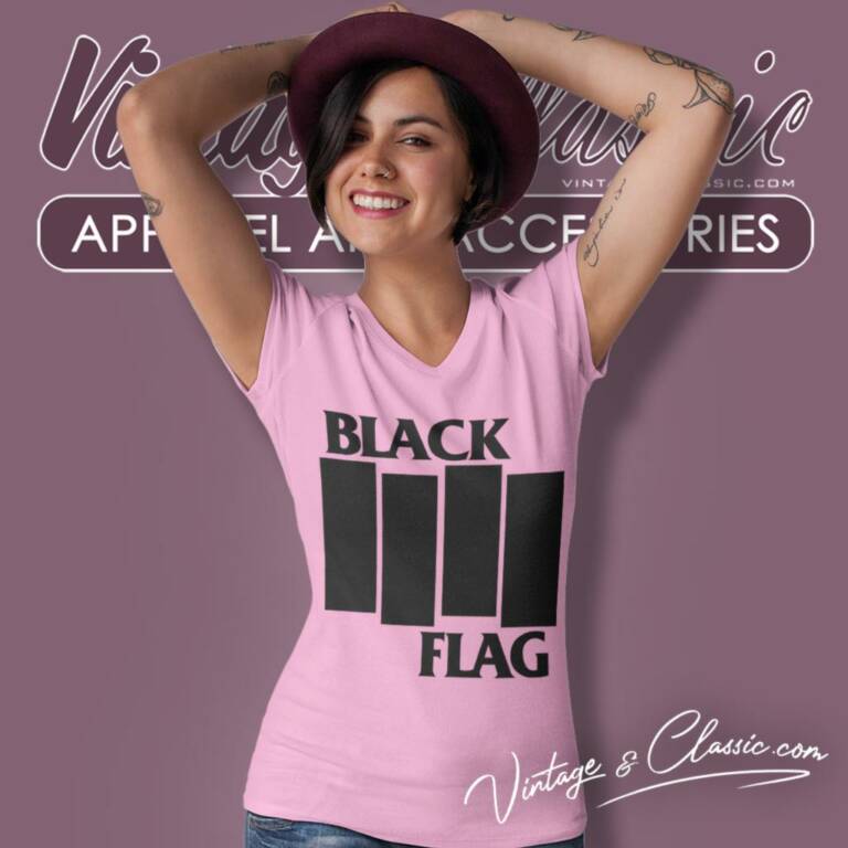 Black Flag Logo V Neck TShirt Black Flag Logo V Neck TShirt