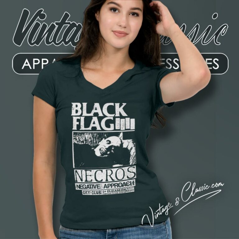 Black Flag Necros V Neck TShirt Black Flag Necros V Neck TShirt