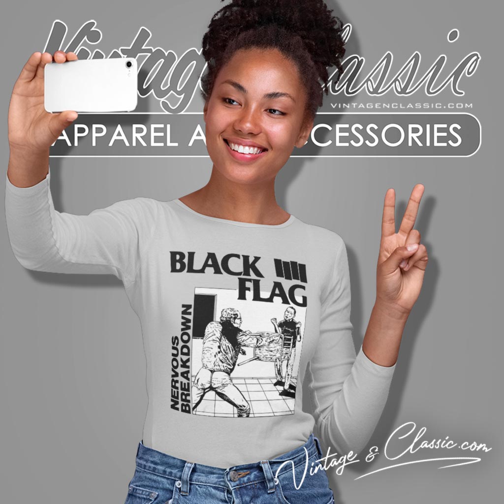JUSTSWAG T-Shirt Black Flag Nervous Breakdown – Bianca, Taglia X-Large