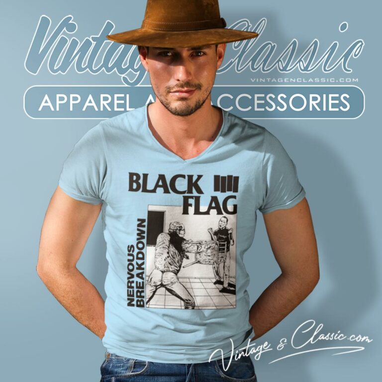 Black Flag Nervous Breakdown Album V Neck TShirt Black Flag Nervous Breakdown Album V Neck TShirt