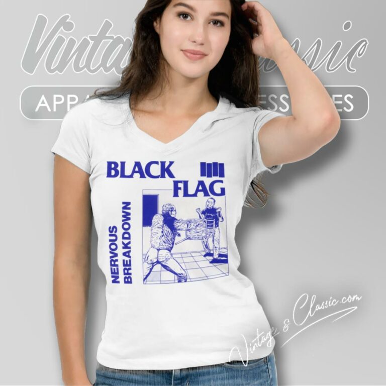 Black Flag Shirt Nervous Breakdown V Neck TShirt Black Flag Shirt Nervous Breakdown V Neck TShirt