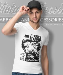 Black Flag Show Flyer V Neck TShirt