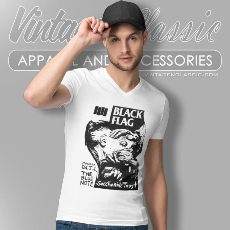 Black Flag Show Flyer V Neck TShirt Black Flag Show Flyer V Neck TShirt
