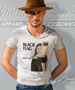 Black Flag Slip It In V Neck TShirt