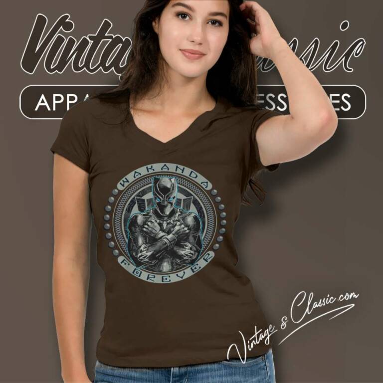 Black Panther Circle Bead Logo V Neck TShirt Black Panther Circle Bead Logo V Neck TShirt