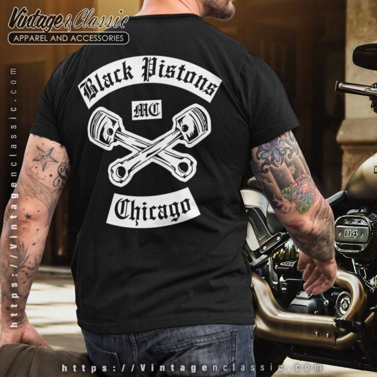 Black Pistons Mc Chicago T shirt Backside Black Pistons Mc Chicago T shirt Backside