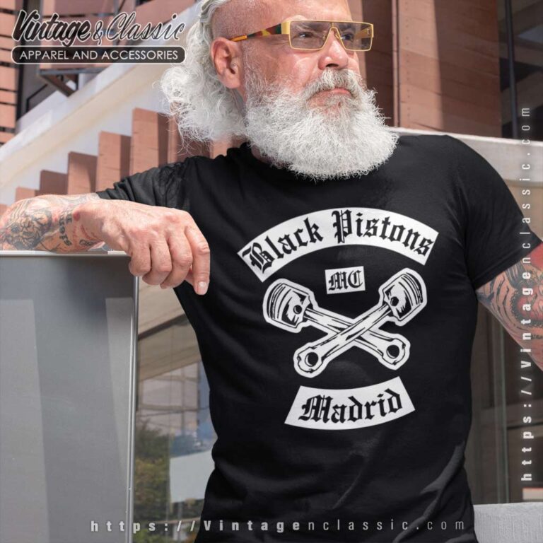 Black Pistons Mc Madrid Biker T shirt Black Pistons Mc Madrid Biker T shirt