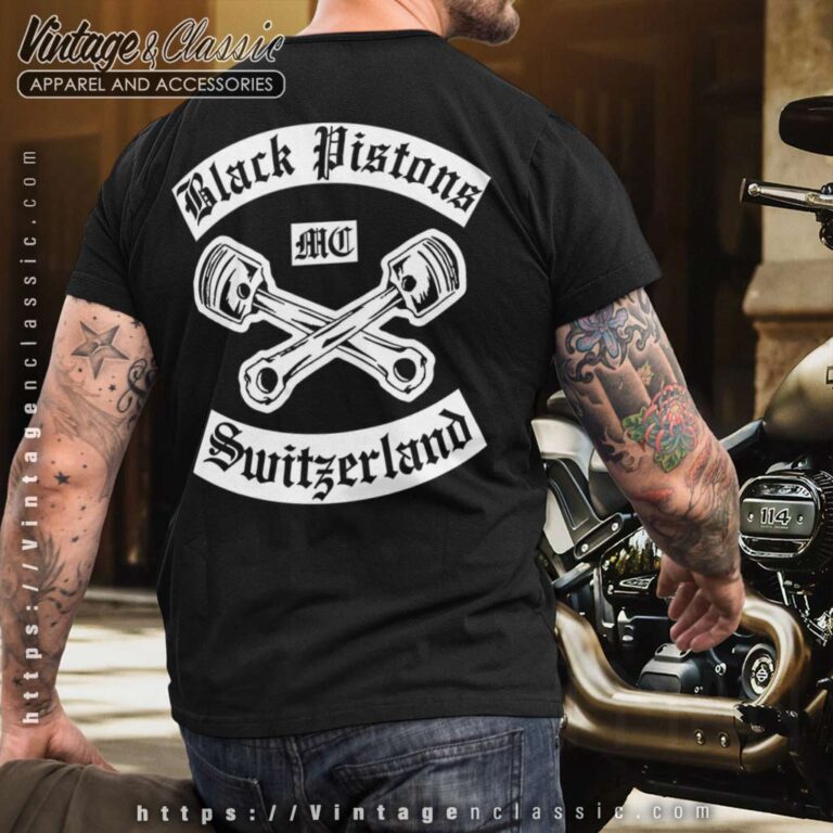 Black Pistons Mc Switzerland T shirt Backside Black Pistons Mc Switzerland T shirt Backside