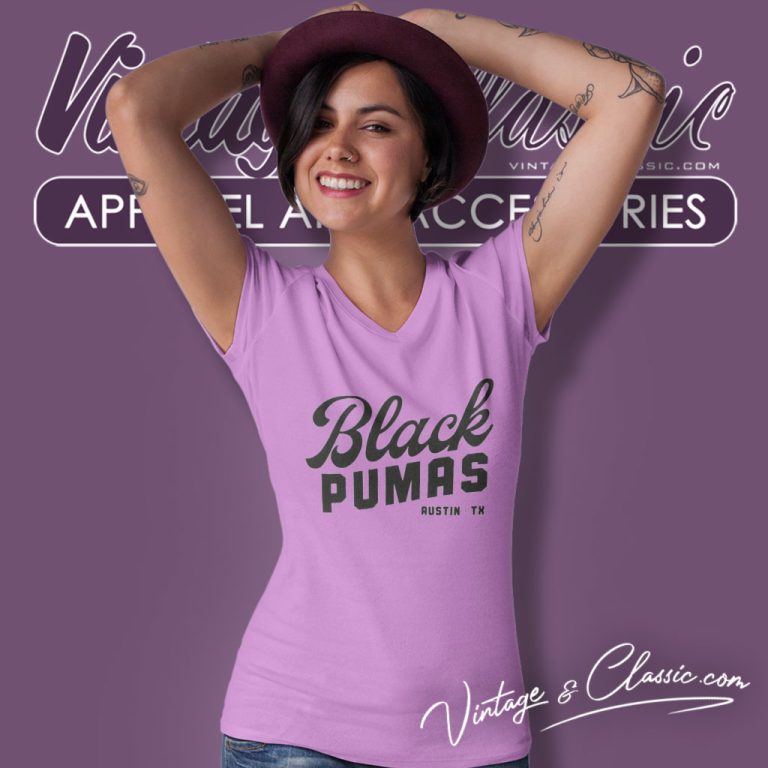 Black Pumas Austin Tex V Neck TShirt Black Pumas Austin Tex V Neck TShirt