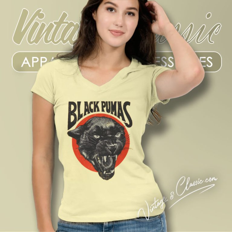 Black Pumas Concerts 2023 V Neck TShirt Black Pumas Concerts 2023 V Neck TShirt