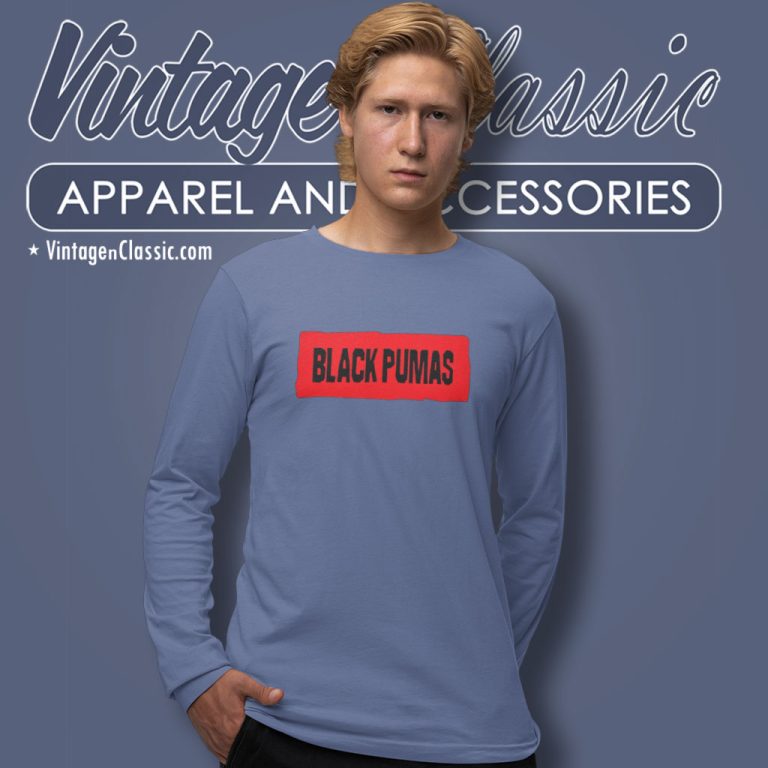 Black Pumas Shirt Red Logo Stamp Long Sleeve Tee Black Pumas Shirt Red Logo Stamp Long Sleeve Tee