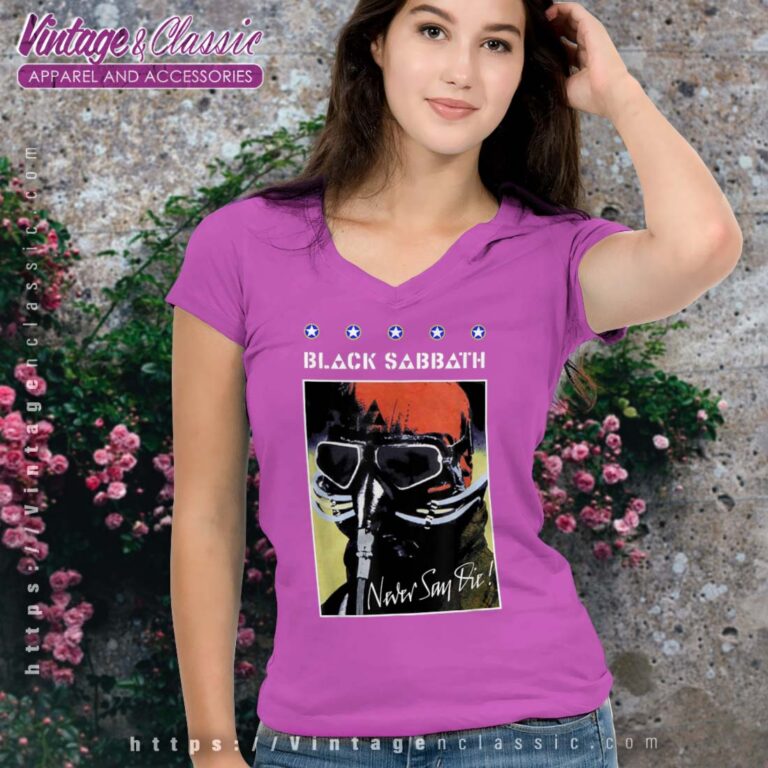 Black Sabbath Never Say Die Poster Vneck Black Sabbath Never Say Die Poster Vneck