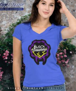 Black Sabbath Shirt Logo Brand Sticker Font V Neck TShirt