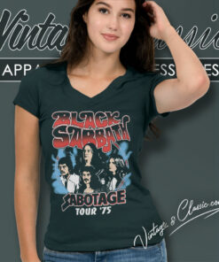 Black Sabbath Shirt Sabotage 75 Tour V Neck TShirt