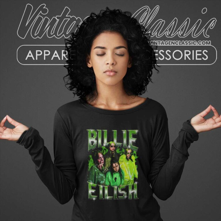 Black Top Big Tshirt Green Billie Eilish Long Sleeve Tee Black Top Big Tshirt Green Billie Eilish Long Sleeve Tee