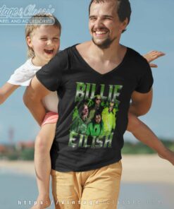 Black Top Big Tshirt Green Billie Eilish 5 Black Top Big Tshirt Green Billie Eilish V Neck TShirt