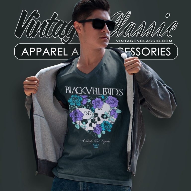Black Veil Brides Lonely Heart V Neck TShirt Black Veil Brides Lonely Heart V Neck TShirt